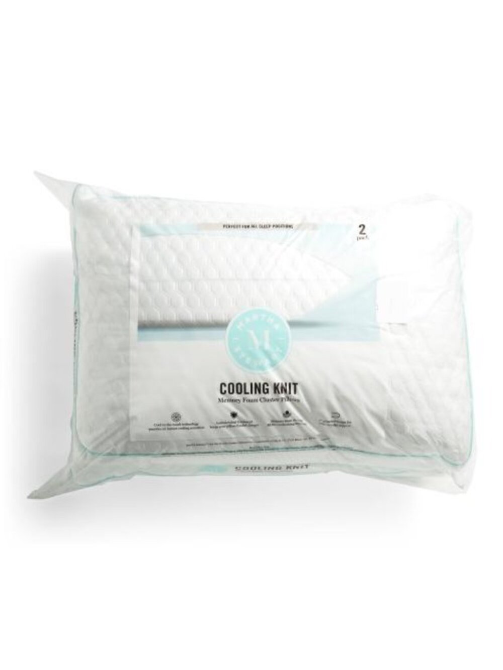 MARTHA STEWART White 2pk Cooling Knit Pillows With Gusset